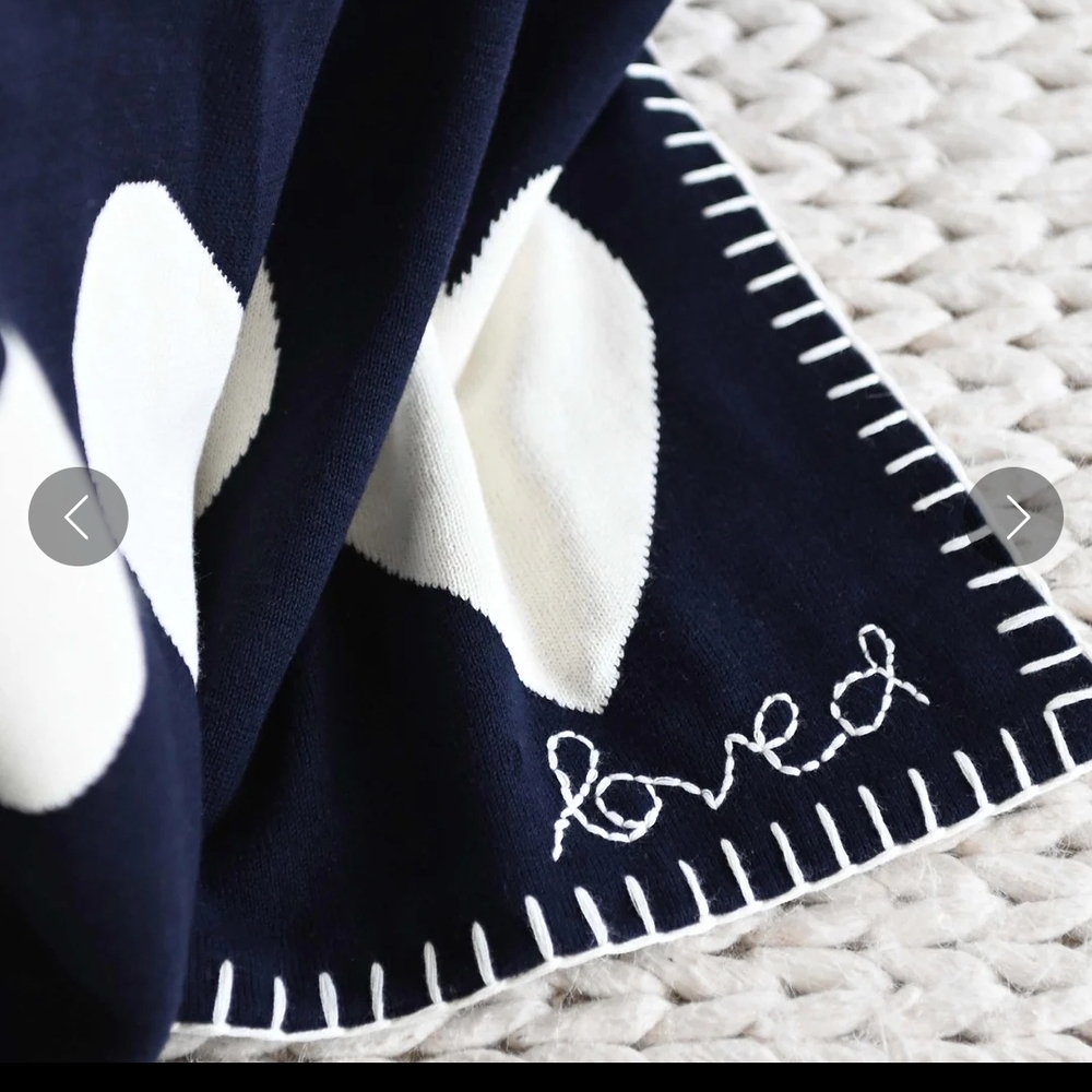 Kerri Rosenthal Imperfect Hearts Navy Heart Pattern Throw Blanket.... - Picture 7 of 9